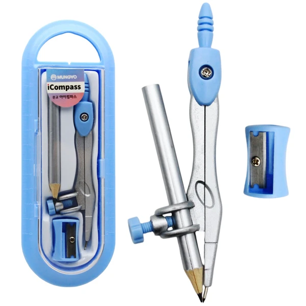 Bộ Compa 3 Món - Bút Chì Gỗ - Mungyo MICP-B - Màu Xanh