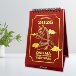 Lịch Bàn Chữ A 2026 - The Sun - Ông Mã - Màu Đỏ