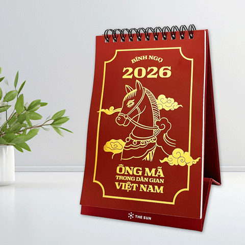 Lịch Bàn Chữ A 2026 - The Sun - Ông Mã - Màu Đỏ